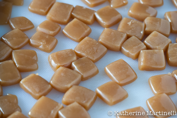 Homemade salted caramels