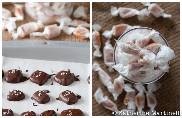 Homemade salted caramels