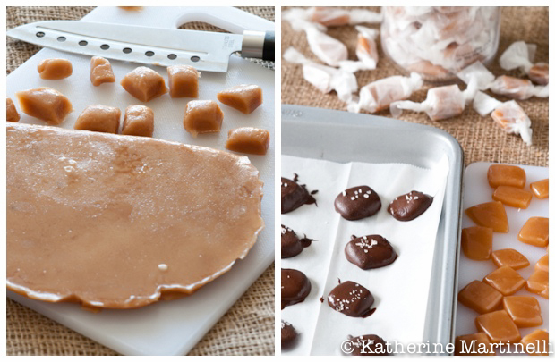 Homemade salted caramels 