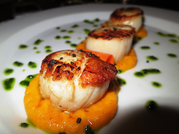 Seared Scallops with Carrot and Pesto from Shut Up and Cook