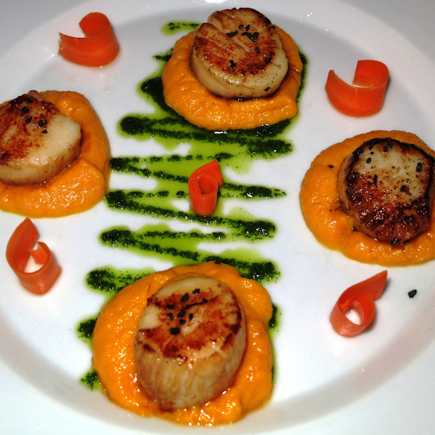 Seared Scallops with Carrot and Pesto from Shut Up and Cook